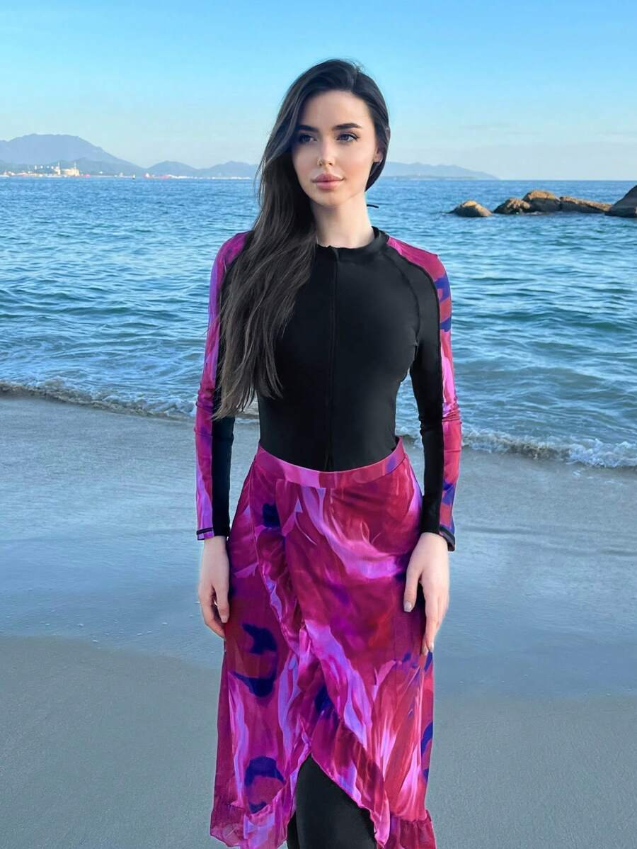 Swim Shayni ملابس السباحة قطعة واحدة بنقشة الأزهار للسيدات للاستخدام في الشاطئ الصيفي - Image 2