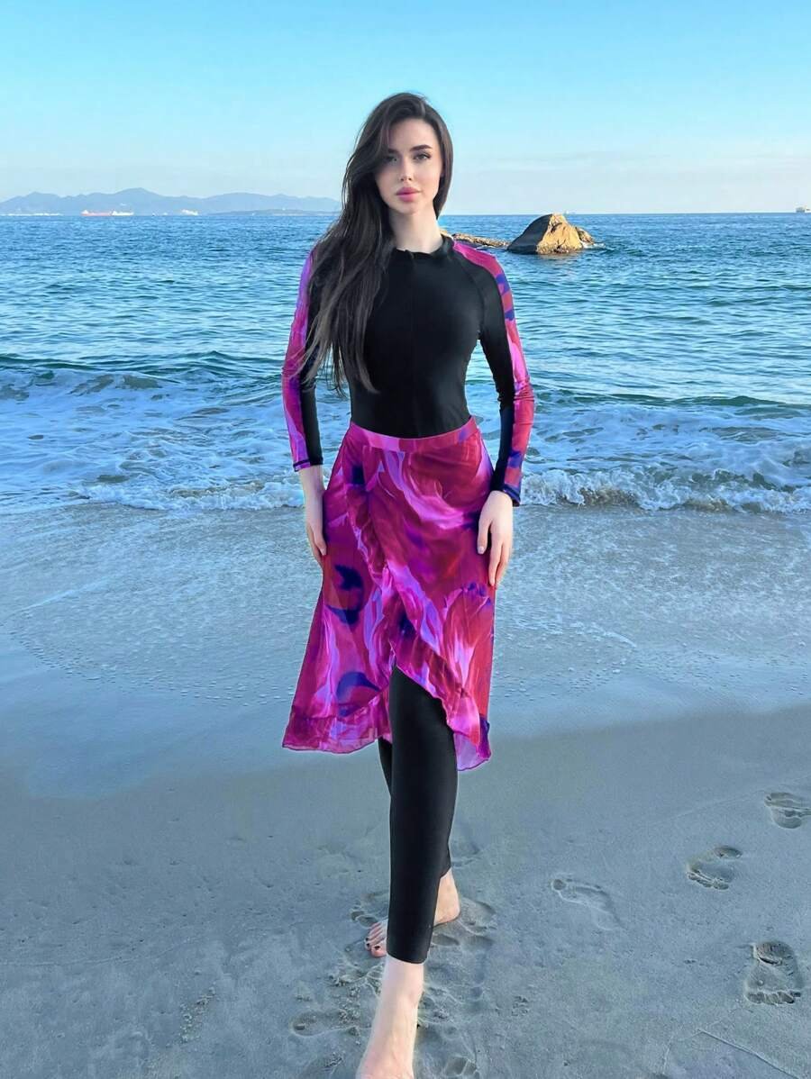 Swim Shayni ملابس السباحة قطعة واحدة بنقشة الأزهار للسيدات للاستخدام في الشاطئ الصيفي - Image 4