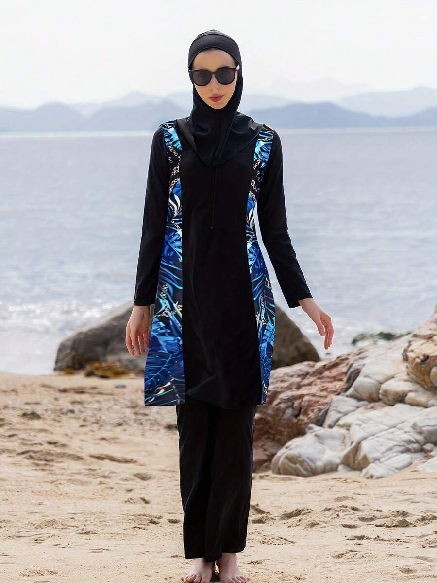 بوركيني محتشم كامل التغطية بغطاء رأس – 3 قطع - Image 4