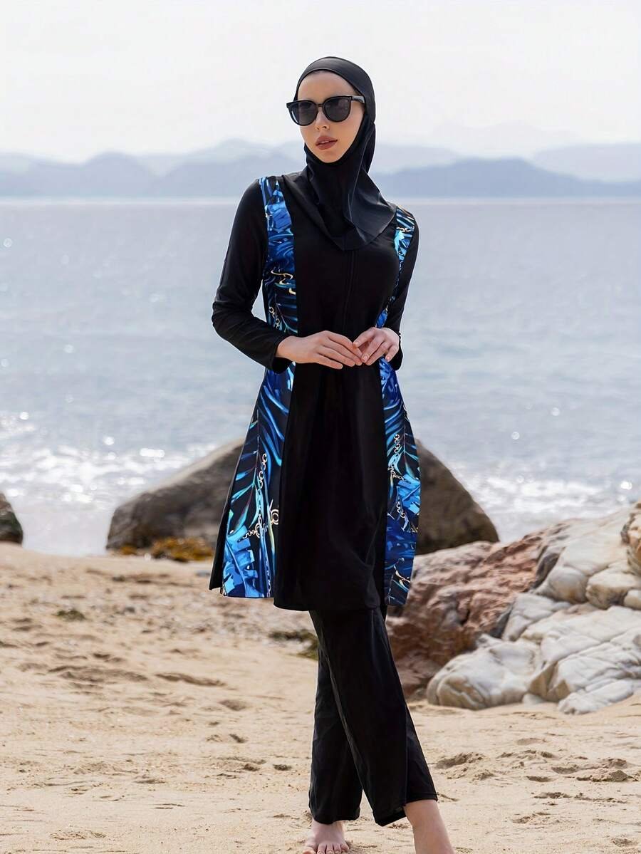 بوركيني محتشم كامل التغطية بغطاء رأس – 3 قطع - Image 6