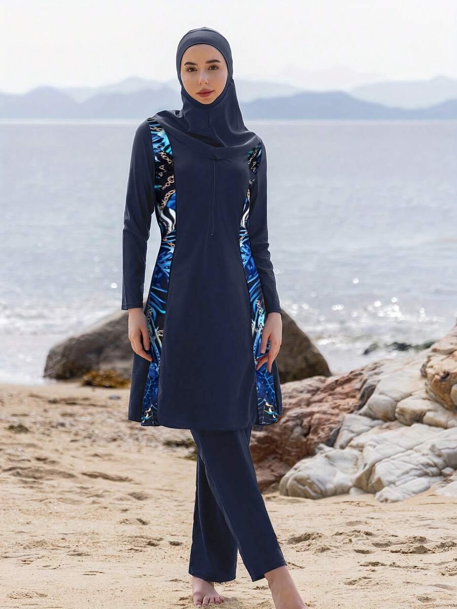 بوركيني محتشم كامل التغطية بغطاء رأس – 3 قطع - Image 7