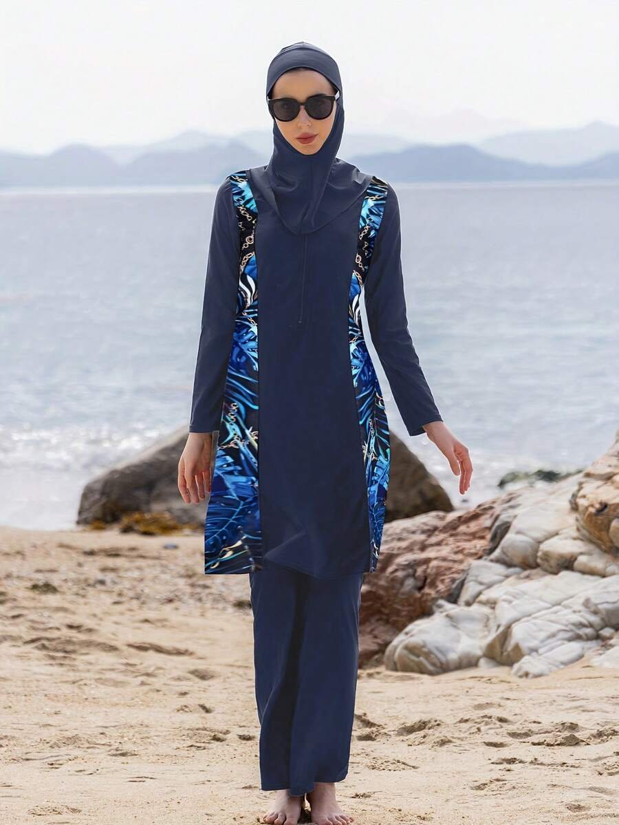 بوركيني محتشم كامل التغطية بغطاء رأس – 3 قطع - Image 9