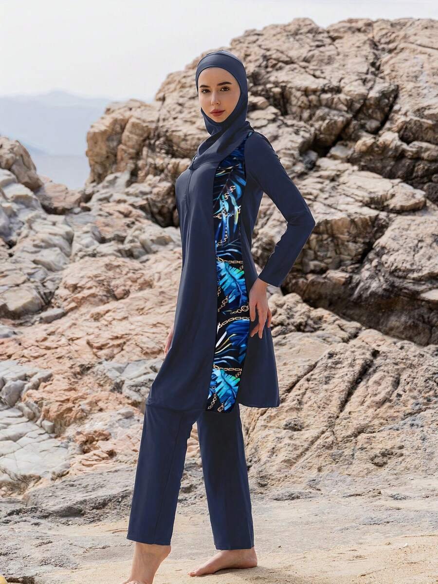 بوركيني محتشم كامل التغطية بغطاء رأس – 3 قطع - Image 10