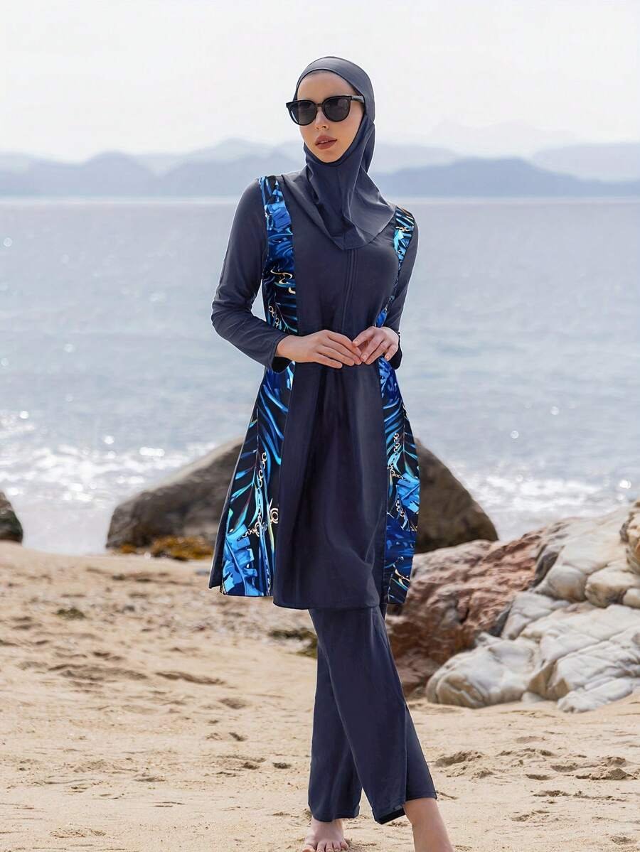 بوركيني محتشم كامل التغطية بغطاء رأس – 3 قطع - Image 11