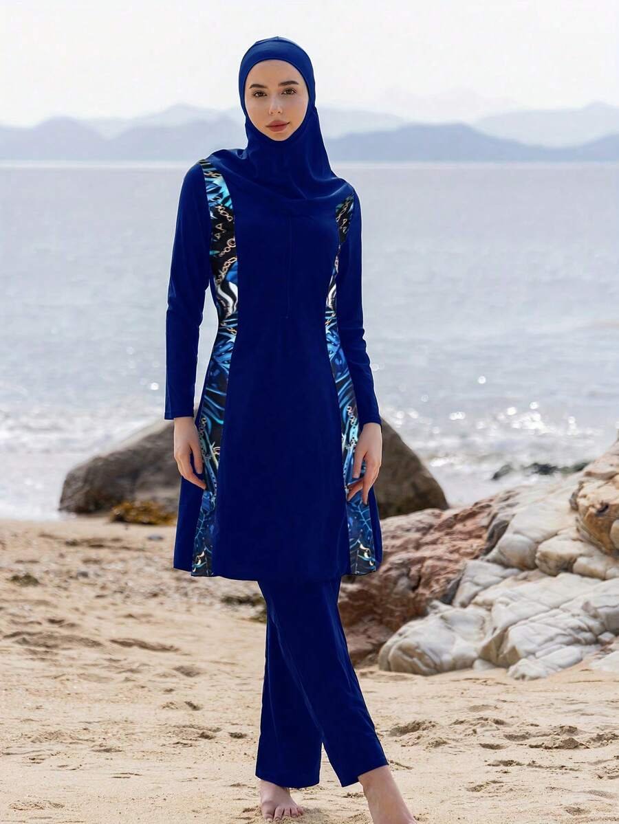 بوركيني محتشم كامل التغطية بغطاء رأس – 3 قطع - Image 12