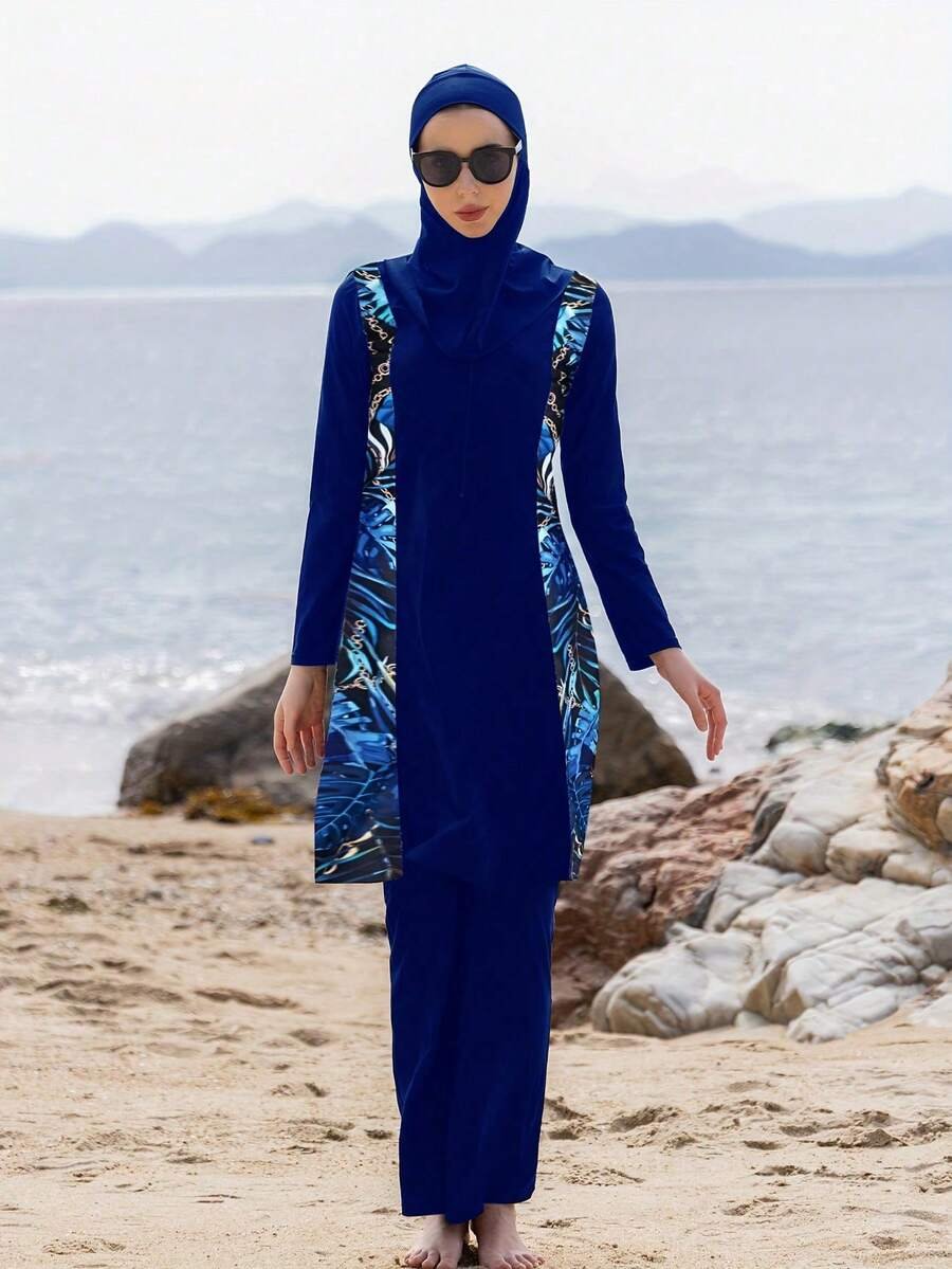 بوركيني محتشم كامل التغطية بغطاء رأس – 3 قطع - Image 14