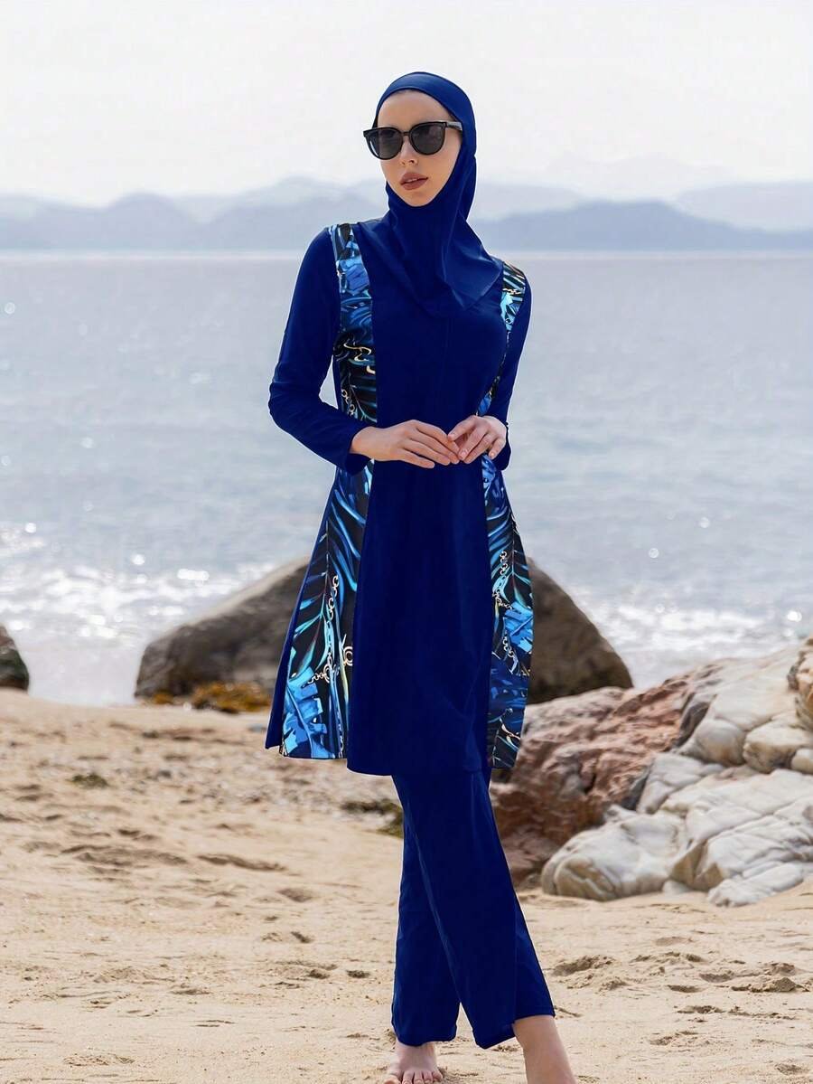 بوركيني محتشم كامل التغطية بغطاء رأس – 3 قطع - Image 16
