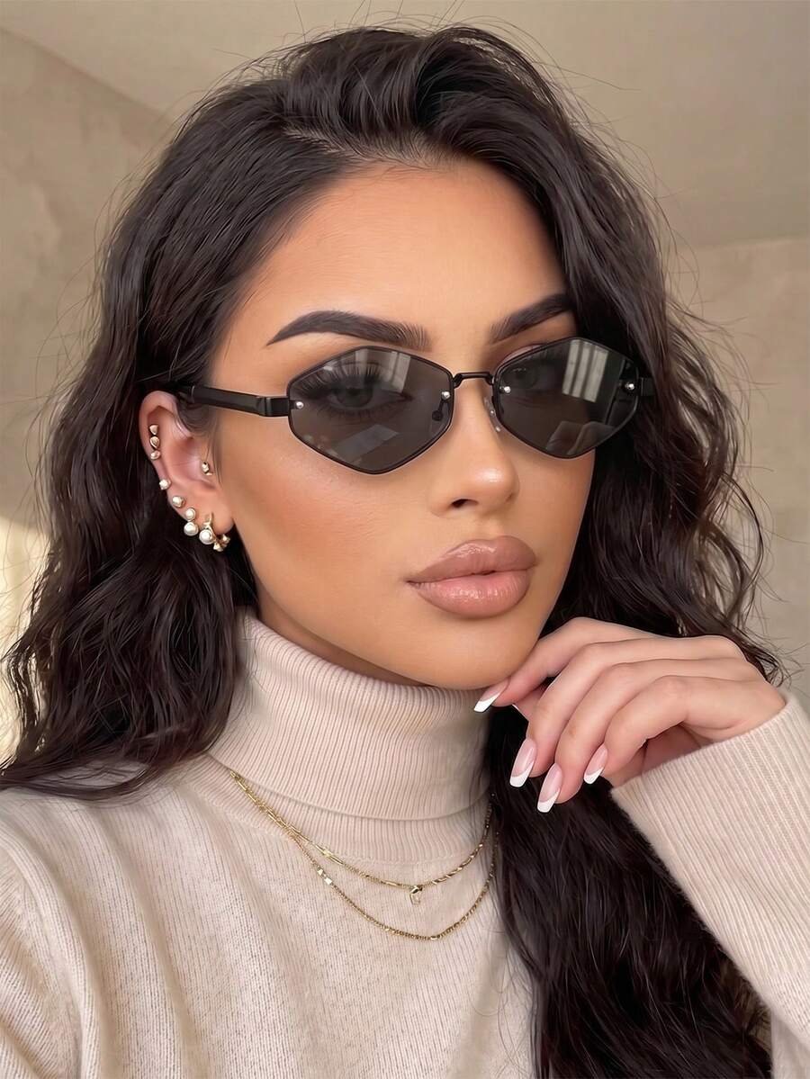زوج واحد من نظارات نسائية بتصميم معين متدرج اللون الشاي، موضة للشاطئ والعطلات، أسلوب الشارع، مهرجان الموسيقى - Image 8