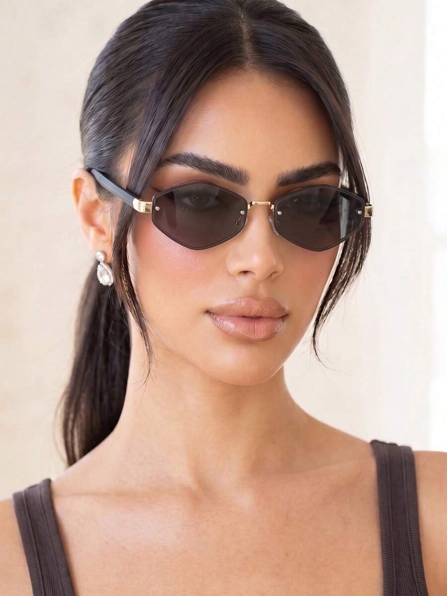 زوج واحد من نظارات نسائية بتصميم معين متدرج اللون الشاي، موضة للشاطئ والعطلات، أسلوب الشارع، مهرجان الموسيقى - Image 14