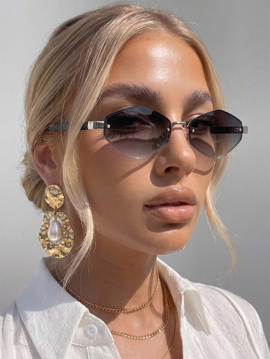 زوج واحد من نظارات نسائية بتصميم معين متدرج اللون الشاي، موضة للشاطئ والعطلات، أسلوب الشارع، مهرجان الموسيقى - Image 20