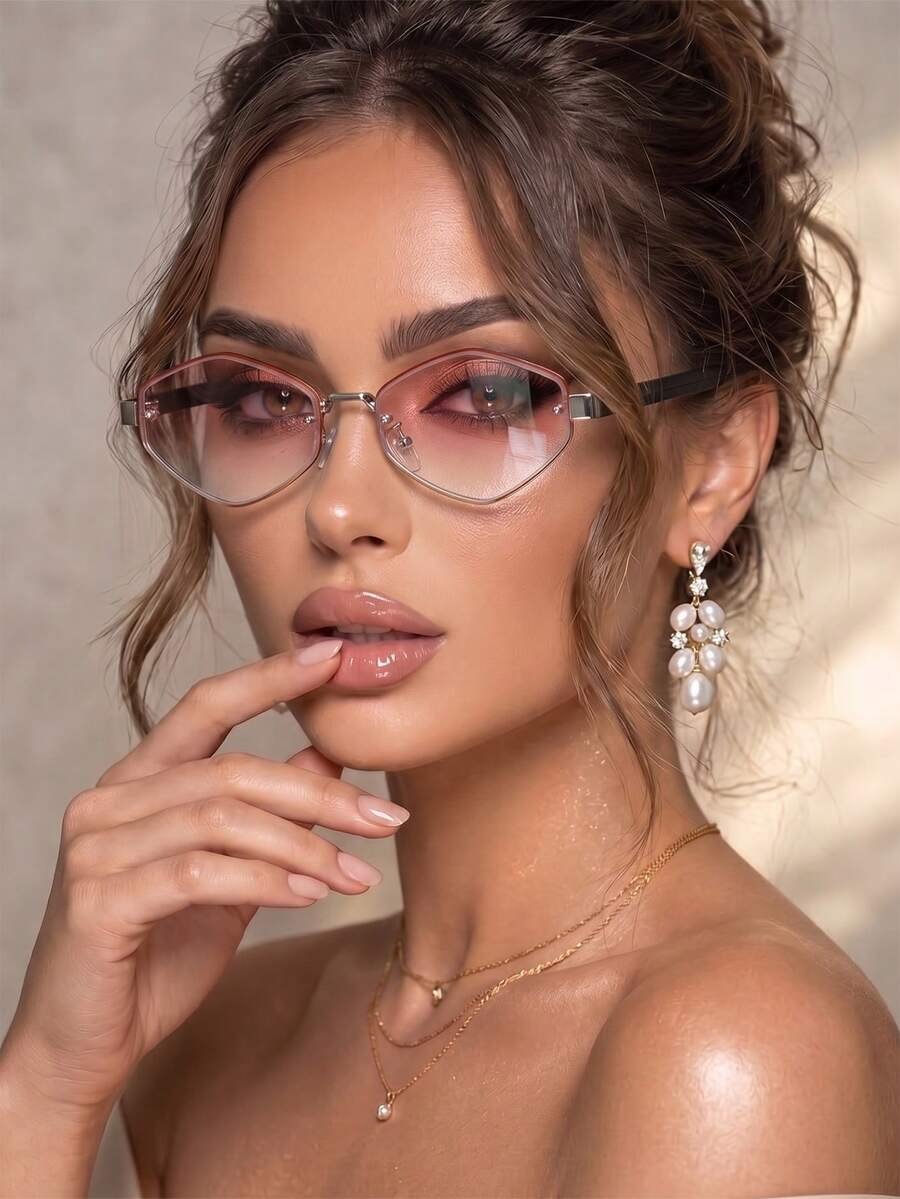 زوج واحد من نظارات نسائية بتصميم معين متدرج اللون الشاي، موضة للشاطئ والعطلات، أسلوب الشارع، مهرجان الموسيقى - Image 32