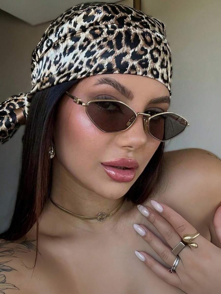 Glamine 1 قطعة نظارات موضة بإطار معدني صغير على شكل معين متعدد الأضلاع بطراز ريترو، للجنسين، بأسلوب هيب هوب وشارع جمالي - Image 5
