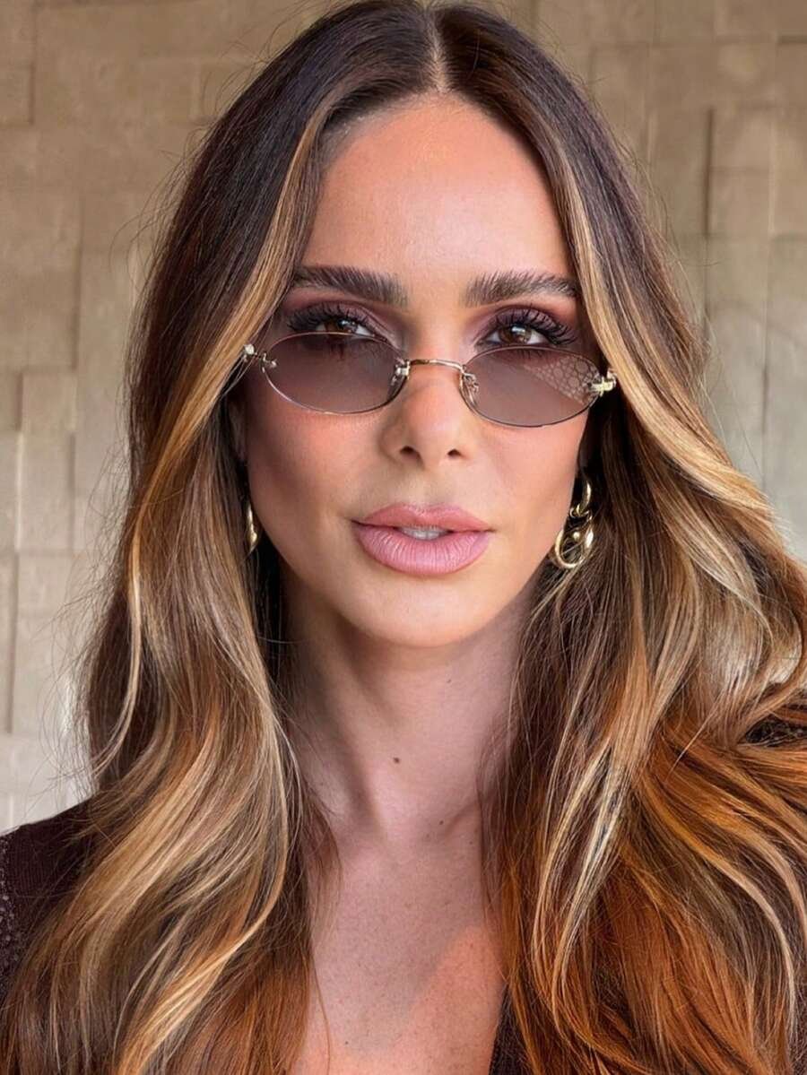 نظارات نسائية رمادية داكنة بيضاوية بدون إطار، أسلوب أنيق متعدد الاستخدامات للارتداء اليومي، عطلة الشاطئ الصيفية، الأنشطة الخارجية، السفر - Image 5